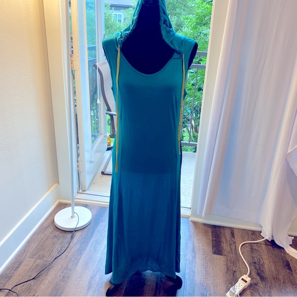 COii Aqua LARGE Sexy Cut-out Back Bodycon Tie Hoodie Sleeveless Maxi - Picture 5 of 14